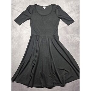 LuLaRoe Size Medium Nicole A-Line Dress Black Short Sleeve Knee Length Flowy